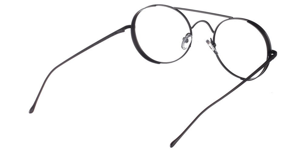 Στρογγυλά μεταλλικά ανδρικά και γυναικεία γυαλιά οράσεως Brixton Lab BF0107 C1 σε μαύρο μεταλλικό σκελετό με διπλή μπάρα για όλα τα πρόσωπα.