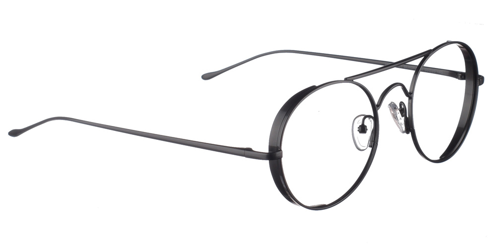 Στρογγυλά μεταλλικά ανδρικά και γυναικεία γυαλιά οράσεως Brixton Lab BF0107 C1 σε μαύρο μεταλλικό σκελετό με διπλή μπάρα για όλα τα πρόσωπα.
