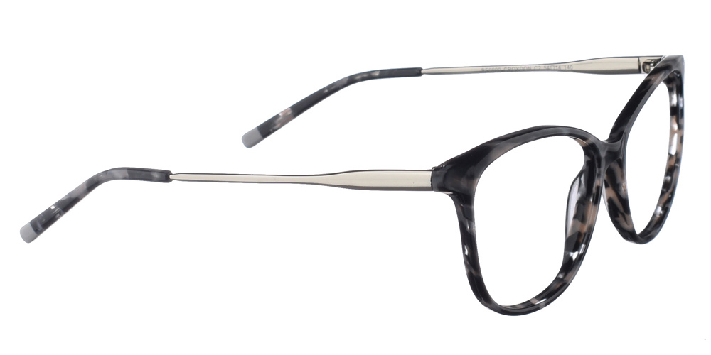 Γυναικεία κοκάλινα γυαλιά οράσεως σε σχήμα πεταλούδα Brixton Crydon BF0090 C2 με ασπρόμαυρο σκελετό και ασημί βραχίονες για όλα τα πρόσωπα.