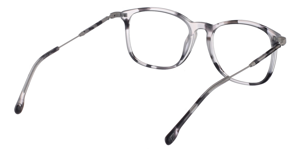 Γυναικεία κοκάλινα τετράγωνα γυαλιά οράσεως Brixton Dusk BF0099 C3 με ασπρόμαυρο και ασημί μεταλλικό σκελετό για όλα τα πρόσωπα.