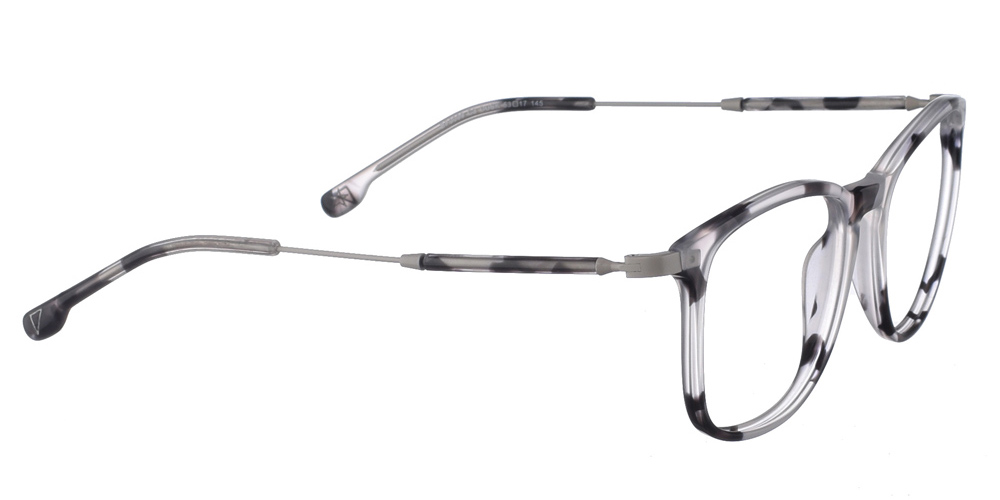 Γυναικεία κοκάλινα τετράγωνα γυαλιά οράσεως Brixton Dusk BF0099 C3 με ασπρόμαυρο και ασημί μεταλλικό σκελετό για όλα τα πρόσωπα.
