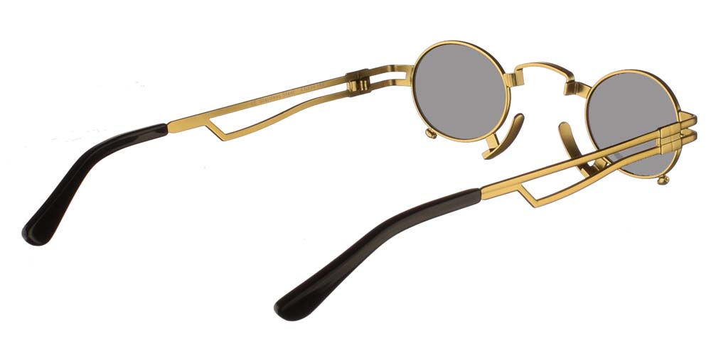 Στρογγυλά μικρά unisex gothic γυαλιά ηλίου HT 164 με χρυσό μεταλλικό σκελετό και σκούρους γκρι polarized φακούς της εταιρίας Hi Tek για όλα τα πρόσωπα.