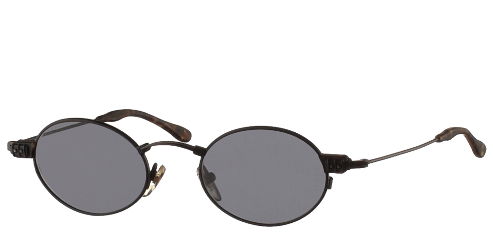 Μεταλλικά στρογγυλά ανδρικά και γυναικεία γυαλιά ηλίου Original Vintage 823 Black με μαύρο ματ σκελετό και σκούρους γκρι φακούς για όλα τα πρόσωπα.
