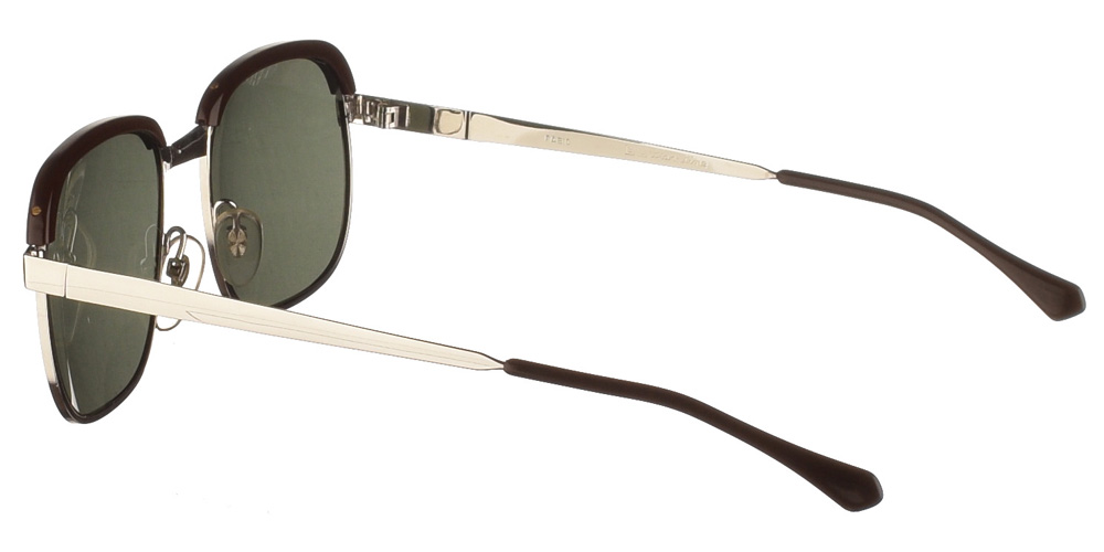 Τετράγωνα μεταλλικά ανδρικά και γυναικεία γυαλιά ηλίου Original Vintage 8002 Silver σε ασημί σκελετό και σκούρους πράσινους φακούς.