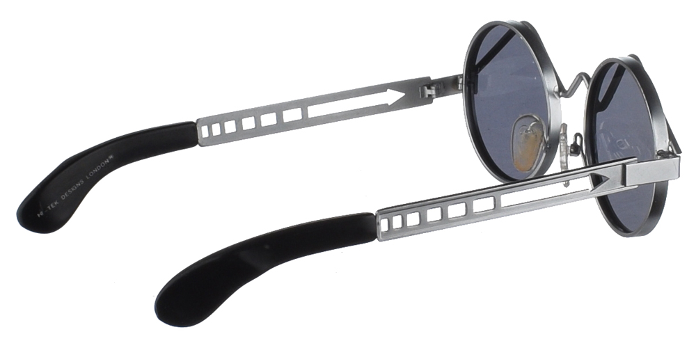 Steampunk στρογγυλά μεταλλικά ανδρικά και γυναικεία γυαλιά ηλίου Hitek Alexander 4007 Silver σε ασημί σκελετό και σκούρους γκρι polarized φακούς.