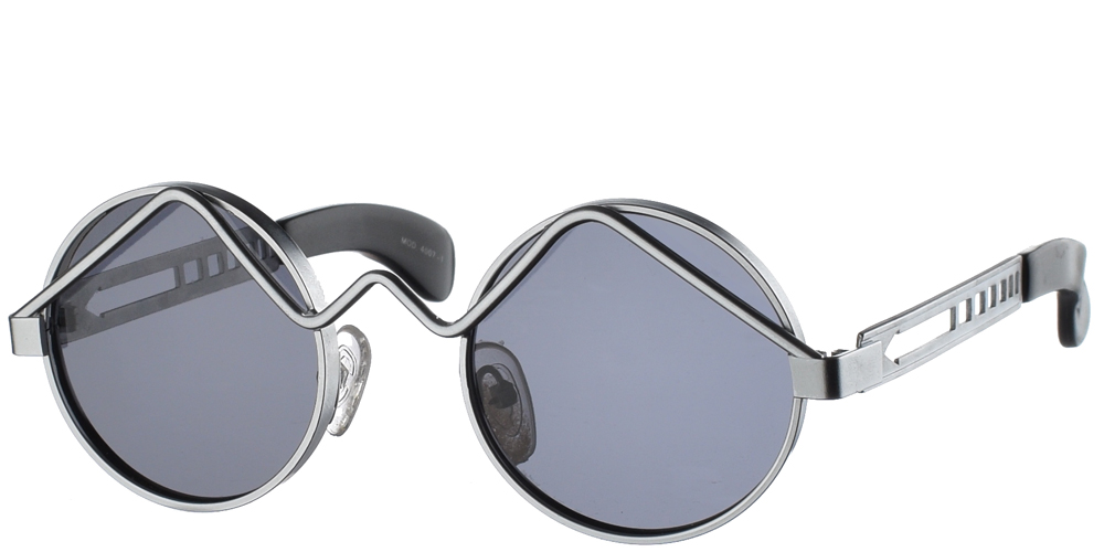 Μεταλλικά στρογγυλά ανδρικά και γυναικεία γυαλιά ηλίου Hi Tek HT 4007 Silver σε ασημί σκελετό και σκούρους γκρι polarized φακούς για όλα τα πρόσωπα. 