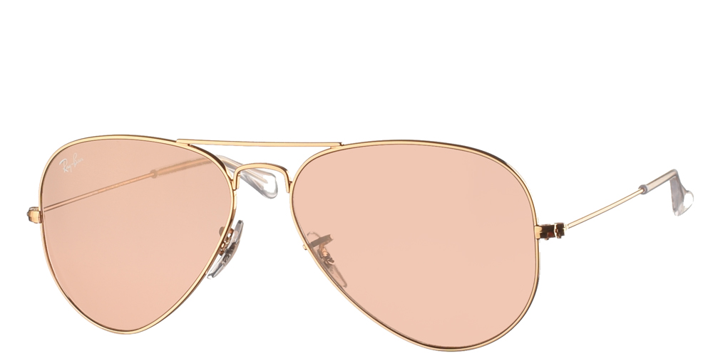 Γυναικεία διαχρονικά aviator γυαλιά ηλίου RB 3025 σε χρυσό μεταλλικό σκελετό και απαλούς ροζ κρυστάλλους της εταιρίας Ray Ban για μικρά και μεσαία πρόσωπα.