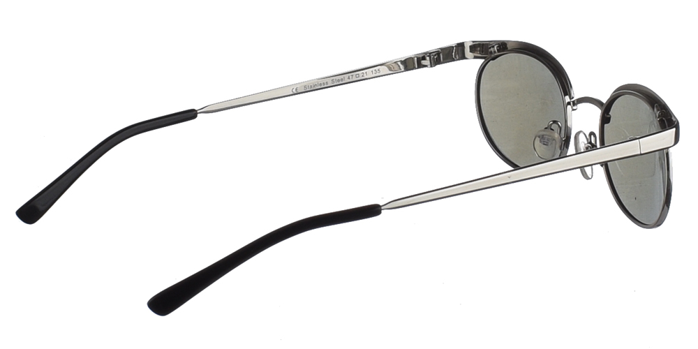 Μεταλλικά ανδρικά και γυναικεία γυαλιά ηλίου Hi Tek HT 35053 Silver με ασημί μεταλλικό σκελετό και απαλούς μπλε polarized καθρέφτες για όλα τα πρόσωπα. 
