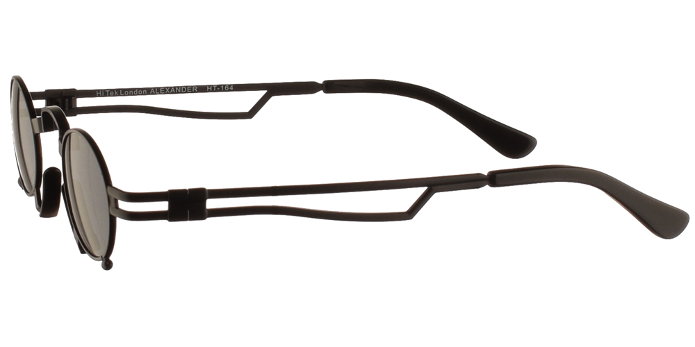 Steampunk στρογγυλά μεταλλικά ανδρικά και γυναικεία γυαλιά ηλίου Hitek Alexander 164 Black σε μαύρο ματ σκελετό και σκούρους γκρι polarized φακούς.