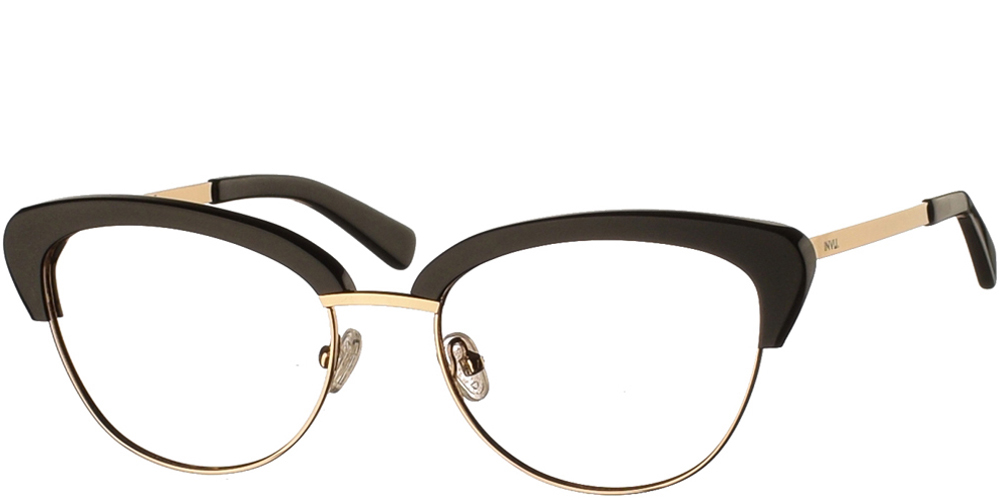 Γυναικεία γυαλιά οράσεως nylor πεταλούδα Invu B3803 A με μαύρο και χρυσό σκελετό για μεσαία και μεγάλα πρόσωπα.