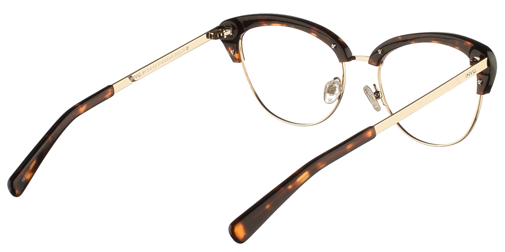 Γυναικεία γυαλιά οράσεως nylor πεταλούδα Invu B3803 B σε καφέ ταρταρούγα και χρυσό σκελετό για μεσαία και μεγάλα πρόσωπα.