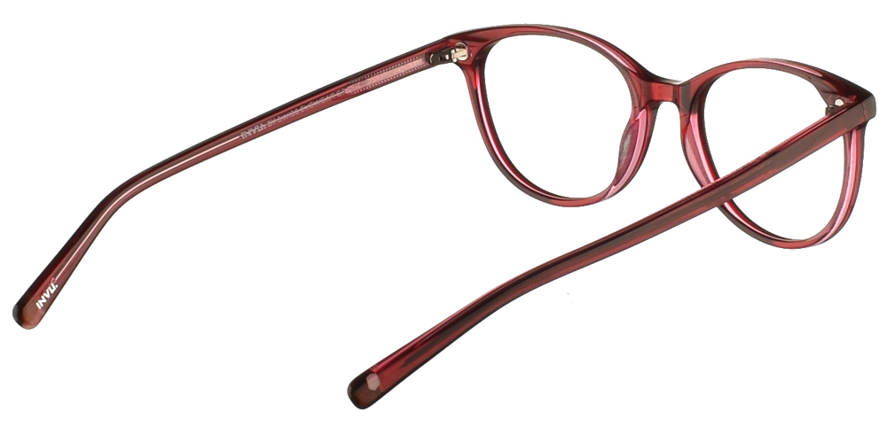 Γυναικεία κοκάλινα γυαλιά οράσεως σε σχήμα πεταλούδα Invu B4012 D με κόκκινο σκελετό για μικρά και μεσαία πρόσωπα.