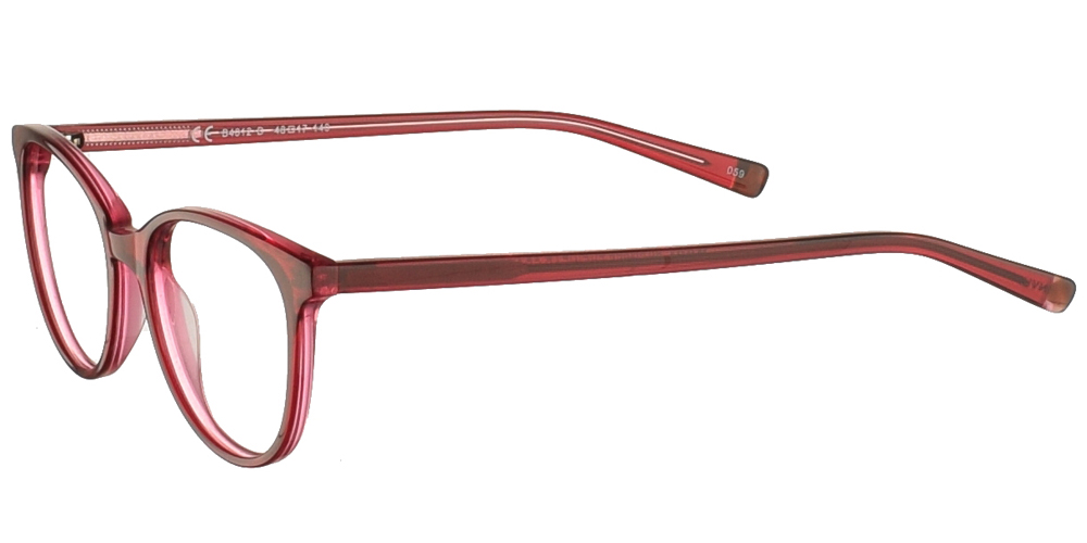 Γυναικεία κοκάλινα γυαλιά οράσεως σε σχήμα πεταλούδα Invu B4012 D με κόκκινο σκελετό για μικρά και μεσαία πρόσωπα.
