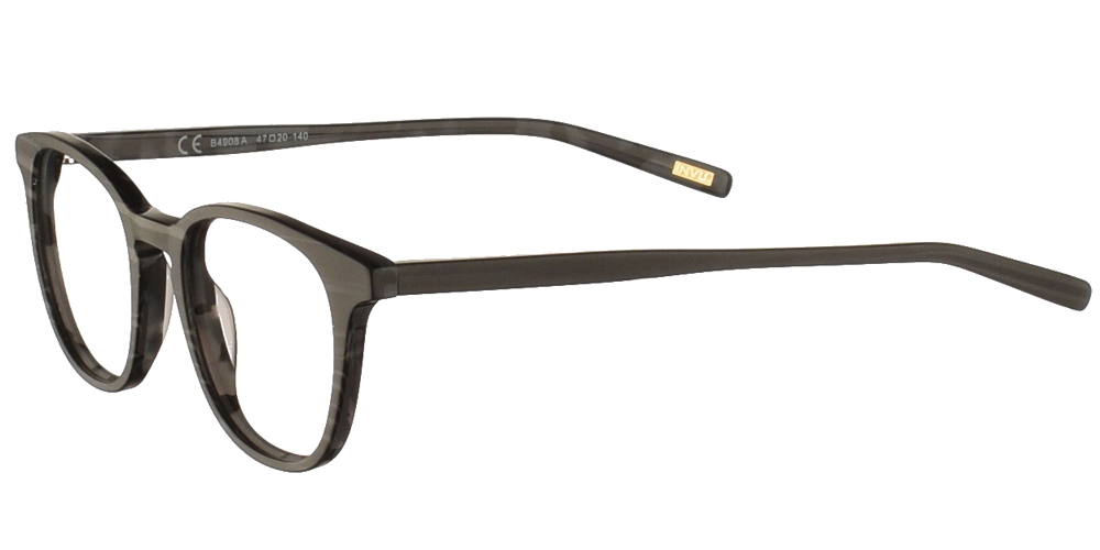 Τετράγωνα κοκάλινα ανδρικά και γυναικεία γυαλιά οράσεως Invu B4908 A σε σκούρο γκρι ματ σκελετό για μικρά και μεσαία πρόσωπα.
