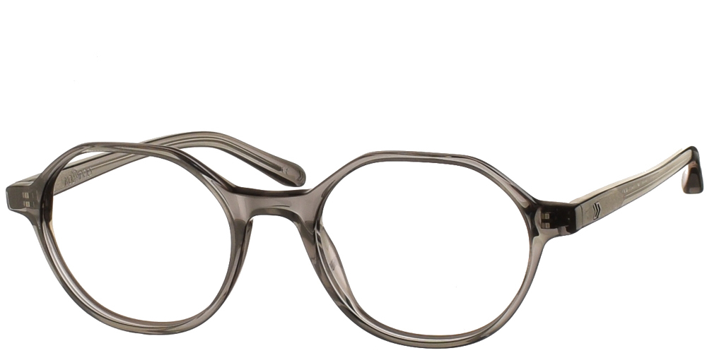Κοκάλινα στρογγυλά γυναικεία και ανδρικά γυαλιά οράσεως No Idols Einstein EINS01 με γκρι σκελετό για μικρά και μεσαία πρόσωπα.