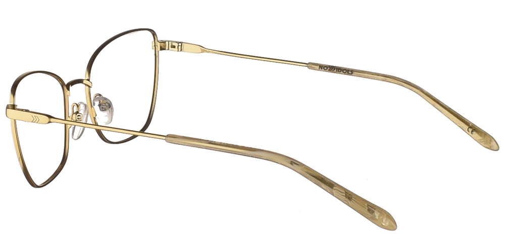 Γυναικεία μεταλλικά γυαλιά οράσεως σε σχήμα πεταλούδας No Idols Gisele GISE05 με λευκό και χρυσό σκελετό για μικρά και μεσαία πρόσωπα.
