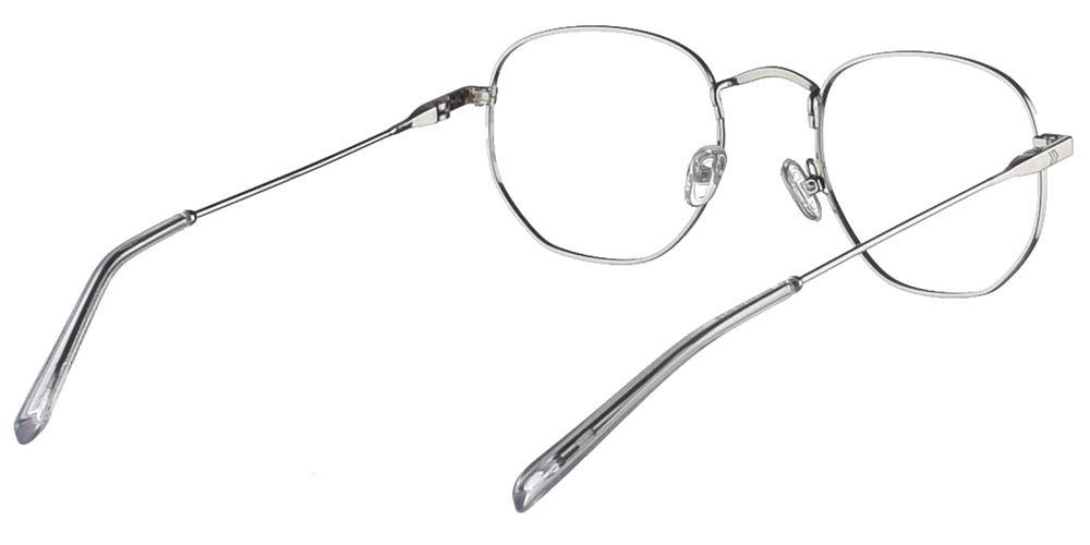 Μεταλλικά τετράγωνα ανδρικά και γυναικεία γυαλιά οράσεως No Idols Iggy IGG002 με ασημί σκελετό για όλα τα πρόσωπα.