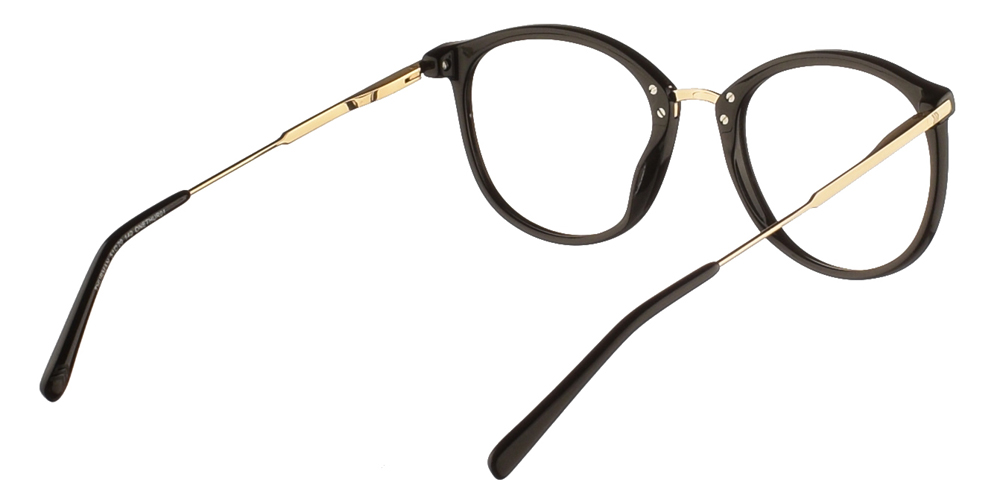 Κοκάλινα στρογγυλά ανδρικά και γυναικεία γυαλιά οράσεως No Idols Thurman ONETHUR01 με μαύρο σκελετό και χρυσές λεπτομέρειες για όλα τα πρόσωπα.