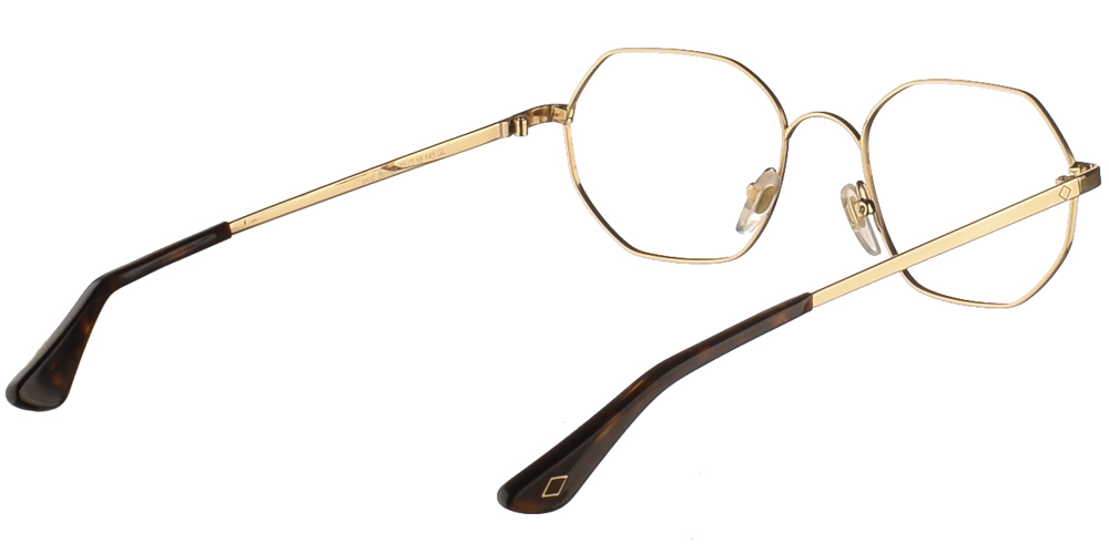 Πολυγωνικά μεταλλικά ανδρικά και γυναικεία γυαλιά οράσεως Charlie Max Bovisa GL σε χρυσό χρώμα για όλα τα πρόσωπα.