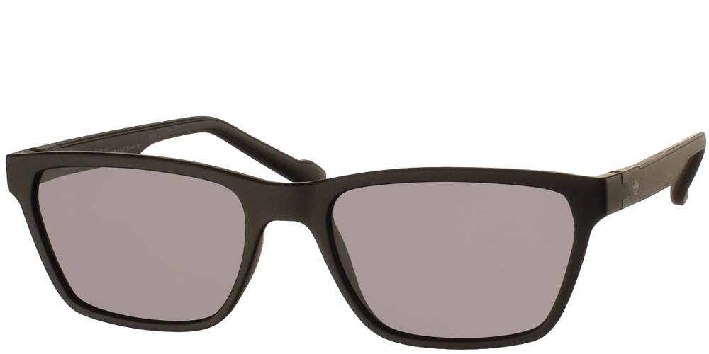 Ανδρικά και γυναικεία κοκάλινα τετράγωνα γυαλιά ηλίου Adidas Originals AOR027 009 σε μαύρο ματ χρώμα και επίπεδους σκουρόχρωμους γκρι φακούς.