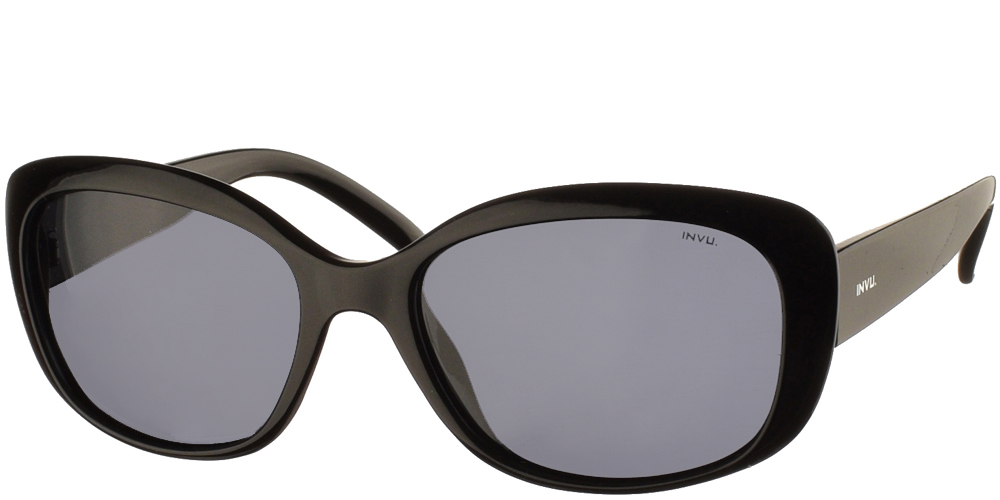 Διαχρονικά κοκάλινα γυναικεία γυαλιά ηλίου B2916 E σε μαύρο χρώμα με γκρι polarized φακούς της εταιρίας Invu για μικρά και μεσαία πρόσωπα.