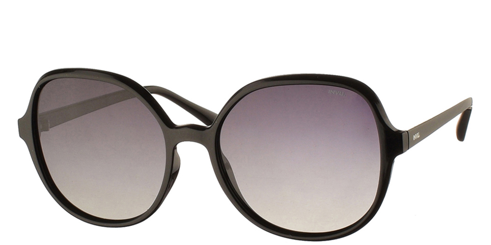 Διαχρονικά κοκάλινα γυναικεία γυαλιά ηλίου B2035 A σε μαύρο χρώμα με γκρι ντεγκραντέ polarized φακούς της εταιρίας Invu για μεσαία και μεγάλα πρόσωπα.