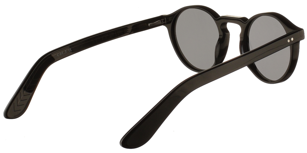 Ανδρικά και γυναικεία κοκάλινα στρογγυλά γυαλιά ηλίου Spitfire Cut Eight Black σε μαύρο χρώμα και γκρι φακούς για μικρά και μεσαία πρόσωπα.