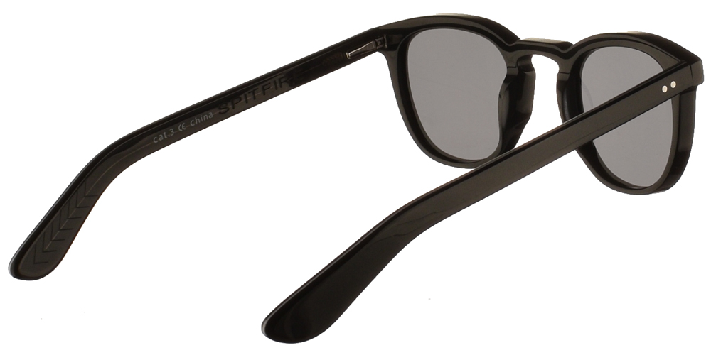 Ανδρικά και γυναικεία κοκάλινα γυαλιά ηλίου Spitfire Cut Nine Black σε μαύρο χρώμα και γκρι φακούς για μικρά και μεσαία πρόσωπα.
