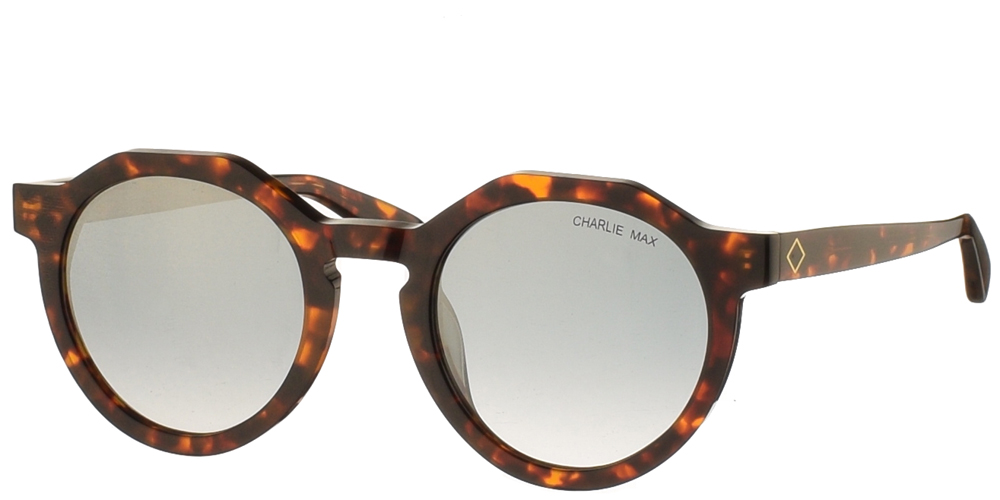 Χειροποίητα κοκάλινα unisex γυαλιά ηλίου Sauro σε καφέ ταρταρούγα και απαλούς ασημί καθρέφτες της εταιρίας Charlie Max για όλα τα πρόσωπα.