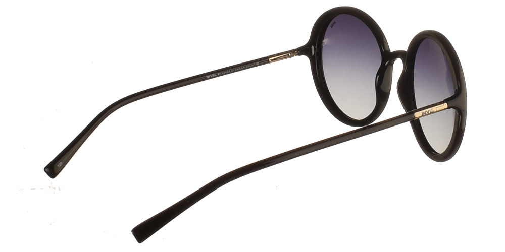 Διαχρονικά στρογγυλά κοκάλινα γυναικεία γυαλιά ηλίου B2046C σε μαύρο χρώμα με γκρι ντεγκραντέ polarized φακούς της εταιρίας Invu για όλα τα πρόσωπα.