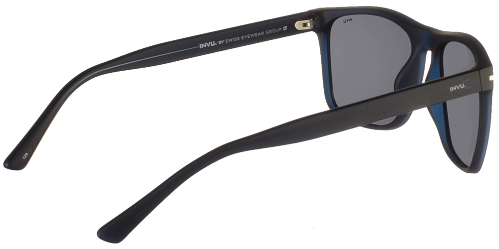 Διαχρονικά κοκάλινα ανδρικά γυαλιά ηλίου B2025 σε ματ μπλε σκελετό με γκρι polarized φακούς της εταιρίας Invu για μεσαία και μεγάλα πρόσωπα.