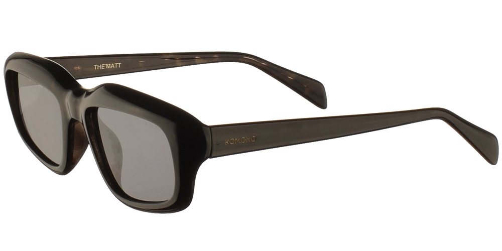 Κοκάλινα unisex γυαλιά ηλίου Matt σε μαύρη ταρταρούγα και επίπεδους γκρι φακούς της εταιρίας Komono για μεσαία και μεγάλα πρόσωπα.