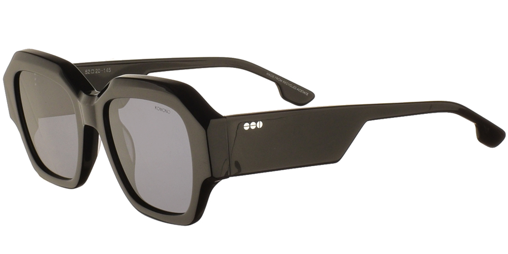 Κοκάλινα unisex γυαλιά ηλίου Lee σε μαύρο σκελετό και επίπεδους σκούρους γκρι polarized φακούς της εταιρίας Komono για μεσαία και μεγάλα πρόσωπα.