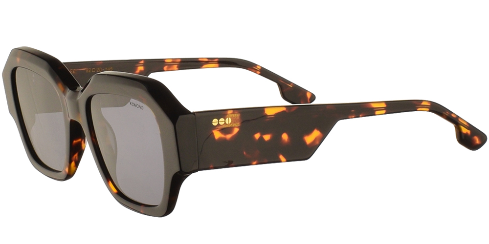 Κοκάλινα unisex γυαλιά ηλίου Lee σε καφέ ταρταρούγα και επίπεδους σκούρους γκρι polarized φακούς της εταιρίας Komono για μεσαία και μεγάλα πρόσωπα.