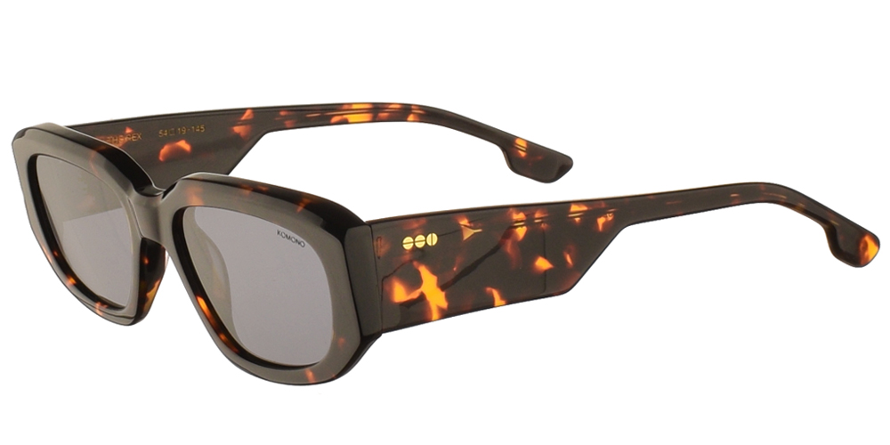 Κοκάλινα unisex γυαλιά ηλίου Rex σε καφέ ταρταρούγα και επίπεδους γκρι polarized φακούς της εταιρίας Komono για όλα τα πρόσωπα.