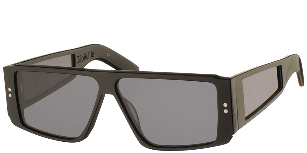 Κοκάλινα τετράγωνα unisex γυαλιά ηλίου Gaoruide  σε μαύρο σκελετό και επίπεδους σκούρους γκρι φακούς της εταιρίας Spitfire για μεσαία και μεγάλα πρόσωπα.