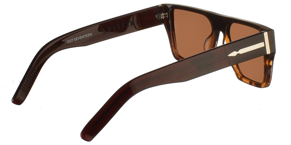 Unisex κοκάλινα γυαλιά ηλίου Cut Seventeen σε σκουρόχρωμη ταρταρούγα και επίπεδους καφέ φακούς της εταιρίας Spitfire για μεσαία και μεγάλα πρόσωπα.