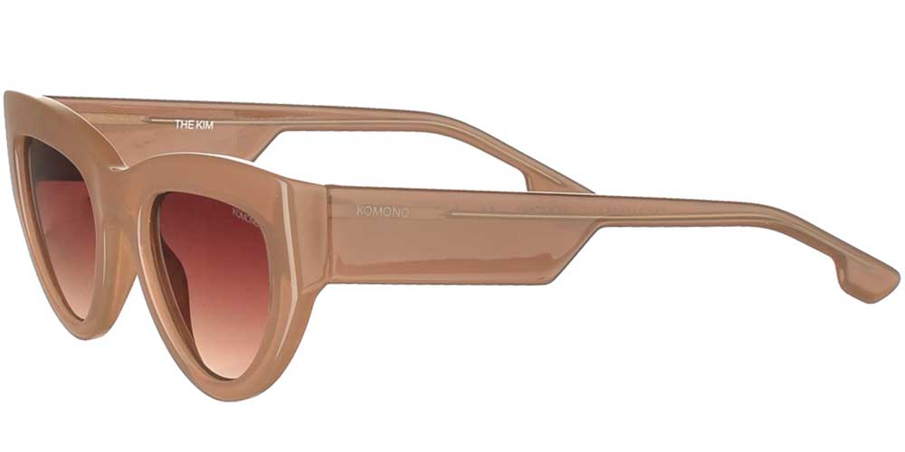 Woman's cat eye acetate sunglasses Kim Sahara in beige and brown gradient lenses by Komono best for medium and large faces.