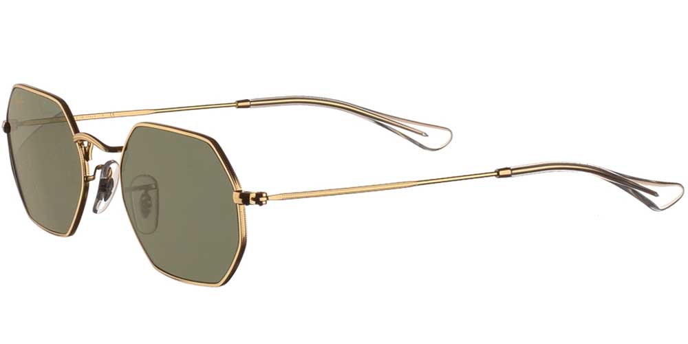 Woman's and men's metal sunglasses Ray Ban 3556N 9196 /31 Octagonal with gold metal και dark green crystal lenses by Ray Ban best for medium and large faces.