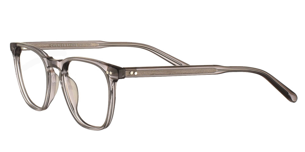 Τετράγωνα χειροποίητα κοκάλινα ανδρικά και γυναικεία γυαλιά οράσεως NY30085 3 διάφανα γκρι της εταιρίας Charles Stone κατάλληλα για μεσαία και μικρά πρόσωπα.