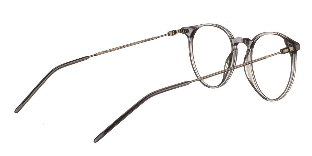 Στρογγυλά χειροποίητα κοκάλινα ανδρικά και γυναικεία γυαλιά οράσεως NY30071 2 διάφανα γρι της εταιρίας Charles Stone κατάλληλα για μεσαία και μικρά πρόσωπα.