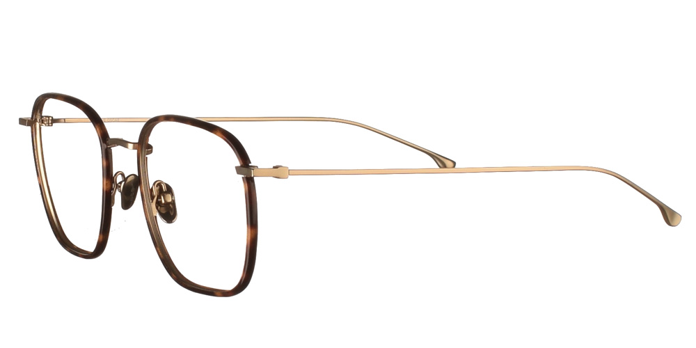 Τετράγωνα χρυσά μεταλλικά ανδρικά και γυναικεία γυαλιά οράσεως Oscar White Gold Havana με καφέ ταρταρούγα κοκάλινες λεπτομέρειες  της εταιρίας Komono για μεσαία και μεγάλα πρόσωπα.