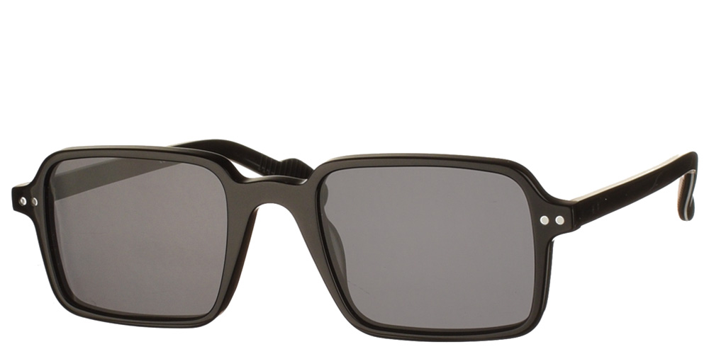 Κοκάλινα τετράγωνα ανδρικά και γυναικεία γυαλιά ηλίου Cut Thirty Two μαύρα με σκούρους γκρι φακούς της εταιρίας Spitfire πιο κατάλληλα για μεσαία και μεγάλα πρόσωπα.