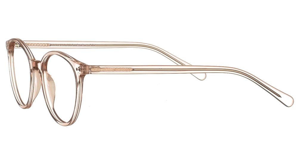 Στρογγυλά χειροποίητα κοκάλινα γυναικεία γυαλιά οράσεως NY30106 3 σαμπανιζέ της εταιρίας Charles Stone κατάλληλα για μεσαία και μικρά πρόσωπα.
