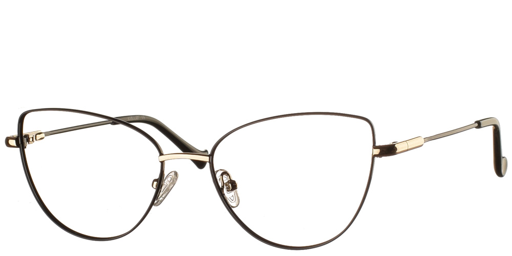 Μεταλλικά πεταλούδα γυναικεία γυαλιά οράσεως Κ3553 1 μαύρα με χρυσές λεπτομέρειες της εταιρίας Katler κατάλληλα για όλα τα πρόσωπα.