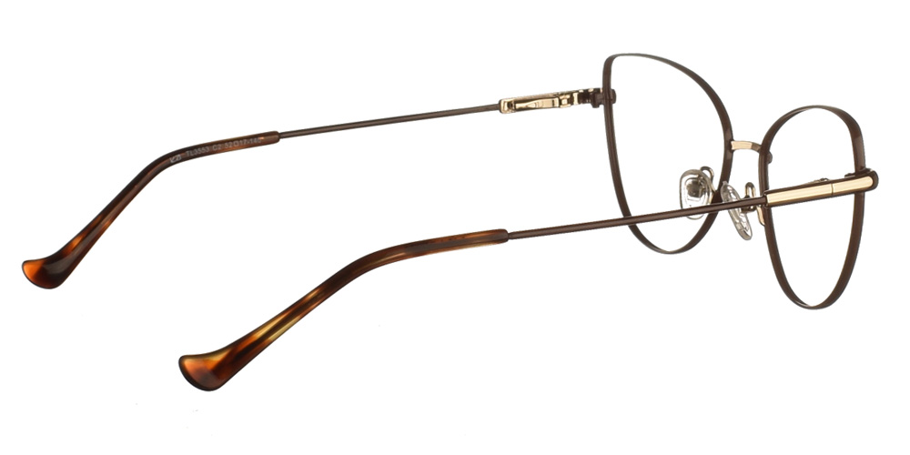 Μεταλλικά πεταλούδα γυναικεία γυαλιά οράσεως Κ3553 4 καφέ με χρυσές λεπτομέρειες της εταιρίας Katler κατάλληλα για όλα τα πρόσωπα.