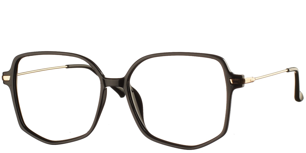 Τετράγωνα κοκάλινα γυναικεία γυαλιά οράσεως Κ6003 7 μαύρα με χρυσούς μεταλλικούς βραχίονες της εταιρίας Katler κατάλληλα για μεσαία και μεγάλα πρόσωπα.