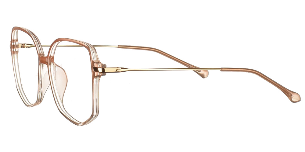 Τετράγωνα κοκάλινα γυναικεία γυαλιά οράσεως Κ6003 9 καραμελέ διάφανα με χρυσούς μεταλλικούς βραχίονες της εταιρίας Katler κατάλληλα για μεσαία και μεγάλα πρόσωπα.