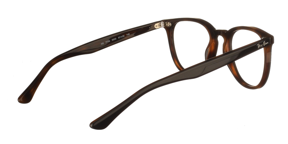 Τετράγωνα κοκάλινα ανδρικά και γυναικεία γυαλιά οράσεως RB 7159 5909 μαύρα με καφέ της εταιρίας Ray Ban πιο κατάλληλα για μεσαία και μικρά πρόσωπα.
