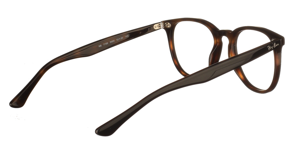 Τετράγωνα κοκάλινα ανδρικά και γυναικεία γυαλιά οράσεως RB 7159 5909 μαύρα με καφέ της εταιρίας Ray Ban για μεσαία και μεγάλα πρόσωπα.